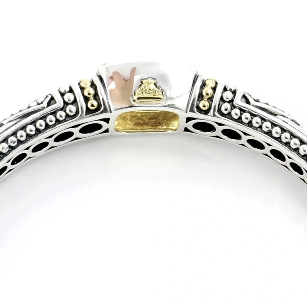 ♥️SOLD♥️LAGOS * Vintage Sterling Silver & 18K Citrine Caviar Cuff Bracelet - Picture 7 of 10